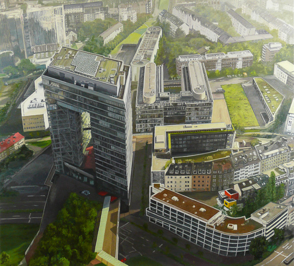 B1 (Stadttor Düsseldorf), 2012, Öl auf Leinwand, 180 x 200 cm